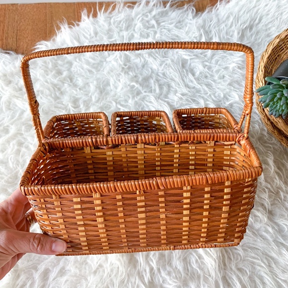 Boho Silverware Picnic Utensil Divided Basket - Picture 3 of 8